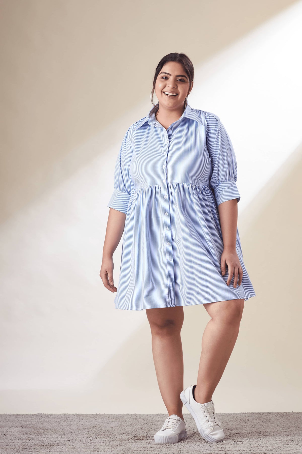 Plus size outlet striped shirt dress